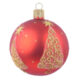 Ozdoba vánoční koule, stromky tapeta červená, 8cm