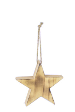 Ozdoba hvězda BURNED, závěsná, dřevo, hnědá, 14,5x14,5x3cm, ks  (EFS-910664)