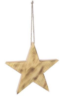 Ozdoba hvězda BURNED, závěsná, dřevo, hnědá, 25,5x25,5x3cm, ks  (EFS-910668)
