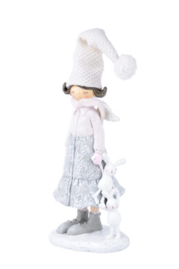 Dekorace andělíček v čepici s králíčky, 11x39x10cm  (EGO-860086)