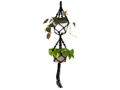 Závěs na květináč MACRAMÉ, dvojitý, 120cm, Macrame, černá|BLACK  (ZAP-836660)