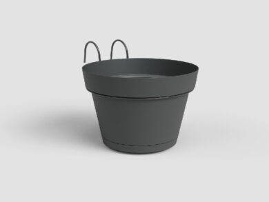 Květináč CAPRI, závěsný, na balkon, 20cm, plast, tm.šedá|ANTHRACITE  (ZAP-845778)