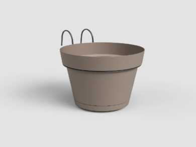 Květináč CAPRI, závěsný, na balkon, 20cm, plast, šedá|MATTE TAUPE  (ZAP-845785)