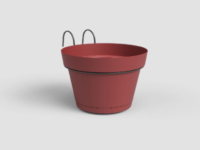 Květináč CAPRI, závěsný, na balkon, 20cm, plast, červená|DARK RED  (ZAP-845792)