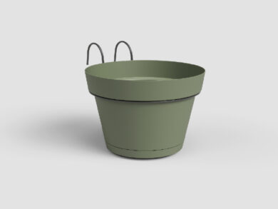 Květináč CAPRI, závěsný, na balkon, 20cm, plast, zelená|ASH GREEN  (ZAP-845839)