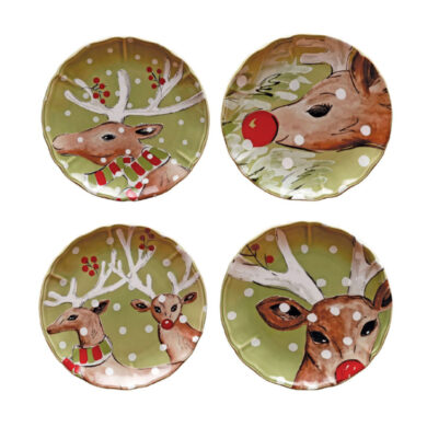 Talíř 21cm, DEER FRIENDS, zelená, set 4ks  (ZCF-DF604-GRN)