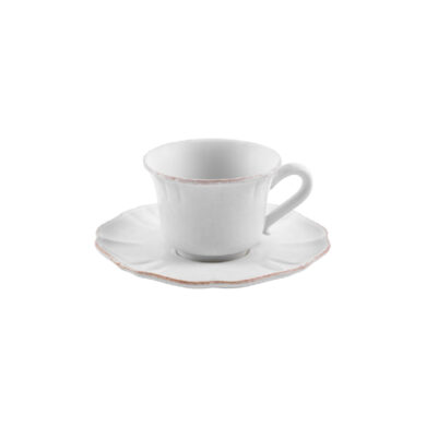 Šálek na čaj s podšálkem, 0,22L, IMPRESSIONS, bílá  (ZCF-IM506-WHI)