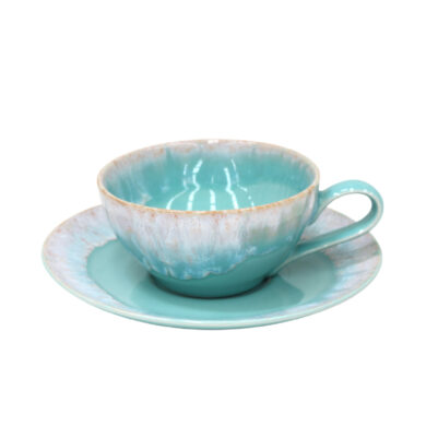 Šálek na čaj s podšálkem, 0,2L, TAORMINA, modrá (aqua)  (ZCF-TA616-AQU)