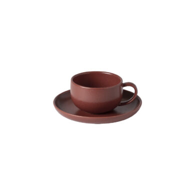 Šálek na čaj s podšálkem 0,2L, PACIFICA, červená (cayenne)  (ZCF-XOCS01-CAY)