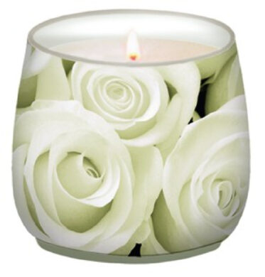Svíčka ve skle - bílá růže *  (ZCL-GN0846)
