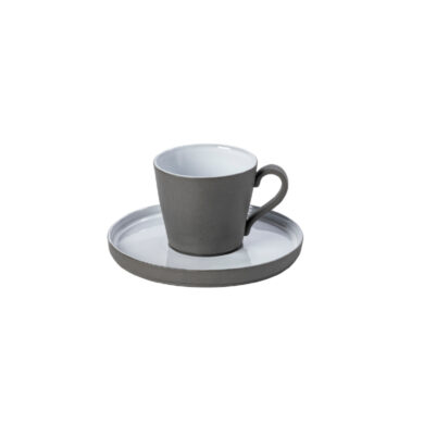 Šálek na čaj s podšálkem 0,21L, LAGOA ECO GRES, bílá  (ZCN-1LOCS02e-WHI)