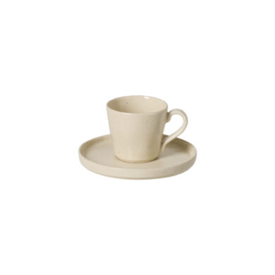 Šálek na čaj s podšálkem 0,21L, LAGOA, krémová|Pedra  (ZCN-LOCS02-PDR)