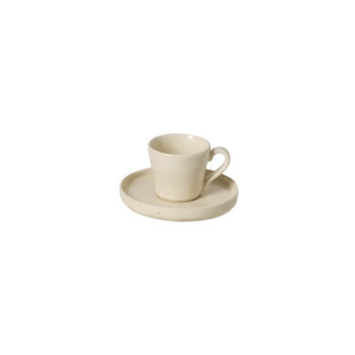 Šálek na kávu s podšálkem 0,09L, LAGOA, krémová|Pedra  (ZCN-LOCS03-PDR)