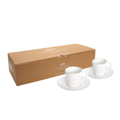 Hrnek na čaj s talířkem (dárkové bal./2ks) , Nova Gift, bílá  (ZCN-NOCS04-02203B)