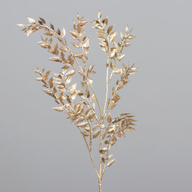 Ruscus Branch, metallic with gitter, 75 cm, gold, 24/192  (ZDP-25434-96)