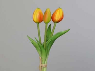 Květina Tulipán, svazek 3ks, oranžová/žlutá, 24cm  (ZDP-35886-74)