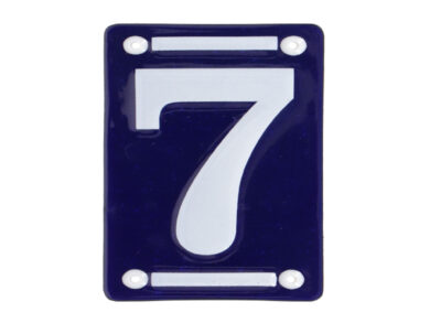 Číslo domovní 7, smalt, modrá/bílá, 7x12cm  (ZEE-DB92-7)