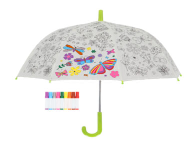 Deštník dětský FLOWERS + fixy, PIY - k vybarvení, pr.70x69cm  (ZEE-KG277)