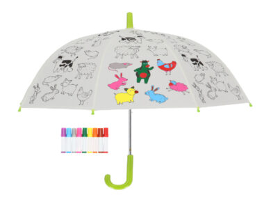 Deštník dětský FARM ANIMALS + fixy, PIY - k vybarvení, pr.70x69cm  (ZEE-KG280)