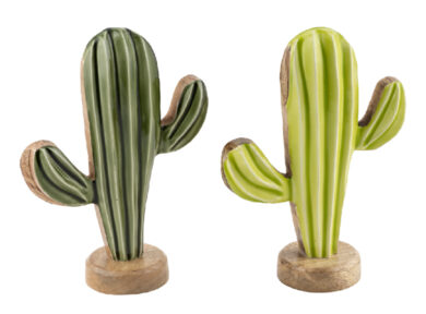 Kaktus, dřevo, zelená, 22x15x8cm, 2T  (ZGE-12001098)