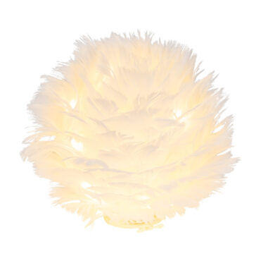 Koule z peříček svítící, LED, bílá, pr.8x8cm  (ZGE-12001427)