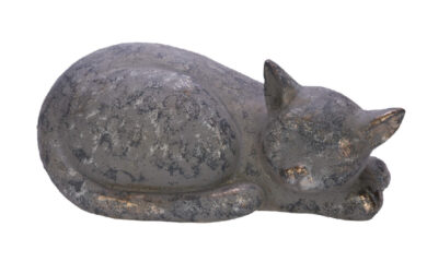 Dekorace Kočka spící, šedá/zlatá, 45x29x21cm  (ZGE-12202071)