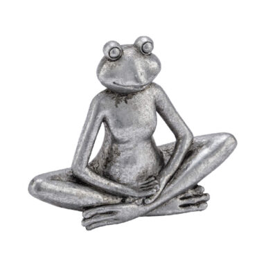 Dekorace soška žabka YOGA, stříbrná, 14,5x5x12cm  (ZGE-12303193)