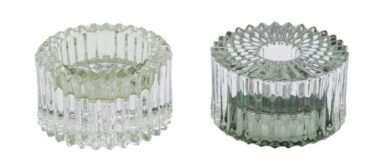 HA JDC Svícen na čajovku/ na svíčku, tvarovaný, sklo, zelená, pr.8x4,5cm, 2T  (ZGE-12401602)