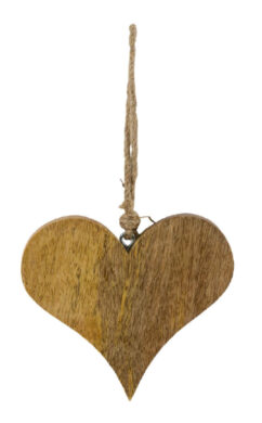 Závěs srdce, mangové dřevo, přírodní, 8x1x7cm, ks  (ZGE-12404052)