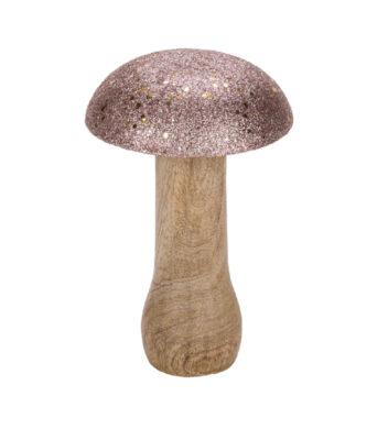 Houba s třpytivým kloboučkem, růžová, 15x10x10cm  (ZGE-22003298)