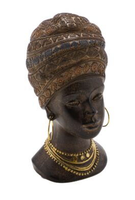 Dekorace africká žena, hnědá a zlatá, 8,5x10x17  (ZGE-22101135)