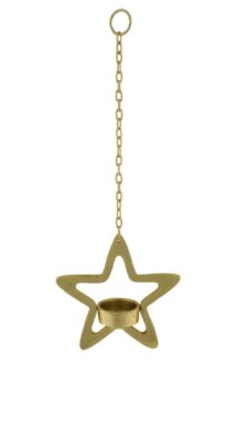 Svícen na čajovou svíčku závěsný STAR, zlatá, 1  (ZGE-22101420)