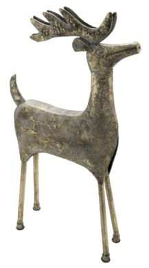 Dekorace jelen kovový, zlatá se starožitnou pat  (ZGE-22102111)
