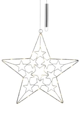 Závěs hvězda LED, 20LED, stříbrná, 35x100cm  (ZGE-22103254)