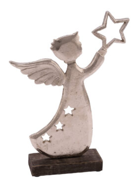 Dekorace anděl s hvězdou na podstavci, 20,5x5x29cm  (ZGE-22204406)