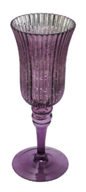VDT Sklenice na noze rýhovaná, sklo, lila, 11,5x11,5x30cm, ks  (ZGE-22301061)
