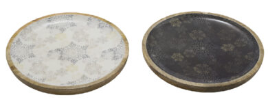 VDT Talíř dekorační SNOW, mangové dřevo, bílá/šedá, pr.25x3cm, 2T  (ZGE-22302304)