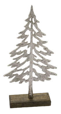 VDT Dekorace strom na podstavci, dřevo/kov, stříbrná, 14,5x5x27cm, ks  (ZGE-22302476)