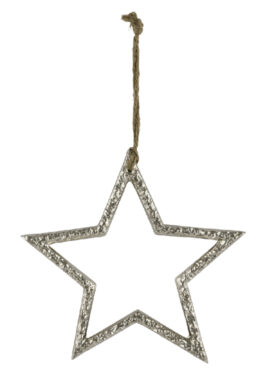 HK VDT Dekorace hvězda závěsná, hliníková, stříbrná, 10x1x7cm, ks  (ZGE-22302487)