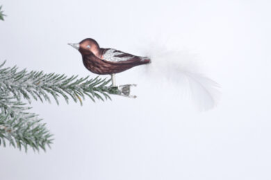Ozdoba vánoční ptáček, hnědá, 14cm  (ZOZ-212085)