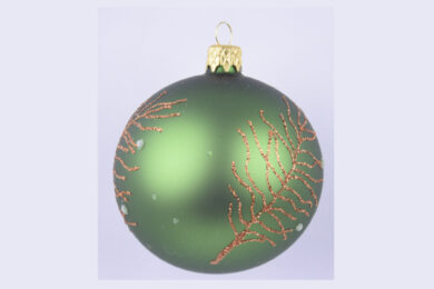 Ozdoba vánoční koule, zelené kapradí 1, 8cm  (ZOZ-232301)