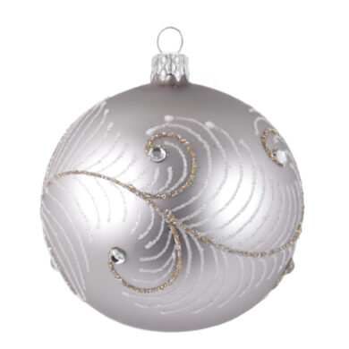 Ozdoba vánoční koule, paví peří béžové, 8cm  (ZOZ-232309)