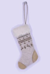 Závěs ponožka vánoční, plsť, béžová, 16x43x4cm, ks - Krsn vnon dekorace.