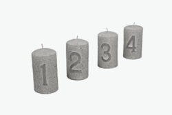Svíčka adventní 4, šedá, V - Adventn svka s slem 4 a rozmry 6x10cm