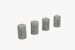 Svíčka adventní 3, šedá, M - Adventn svka s slem 3 a rozmry 4,5x8cm