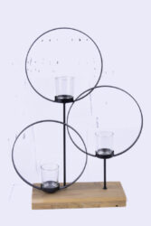 Svícen kruh na 3 svíčky IRON,, kov/dřevo/sklo, natur/čern, 35x47x10cm, ks - Dekorativn svcen pin do vaeho domova atmosfru tepla a romantiky.