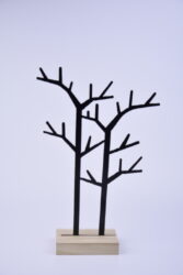 Dekorace strom na podstavci, kov, černá, 21x32x8cm, ks