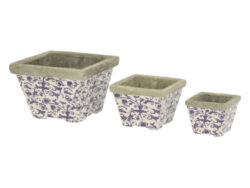 Květináč, modrobílá keramika, sada 3ks - Kvtine|kvtnky z kovu, terakoty, keramiky a dalch materil od Esschert Design. Stylov a kvalitn doplky pro vae rostliny.
