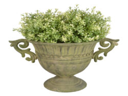 Váza vysoká - kov, zelená patina, M - Kovový samostatně stojící květináč/obal na květináč v designu francouzské vázy. Vzhled staré patiny. Rozměr v cm (ŠxHxV): 36,2x24,5x21,5. Obsah: neuvádí se. Materiál: kov s patinou.