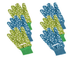 Rukavice zahradní dámské potisk květy, zelená/modrá, S3 - Zahradn rukavice Esschert Design pro pohodln a bezpen zahradnien. Kvalitn a odoln materily, rzn velikosti, barvy a vzory.